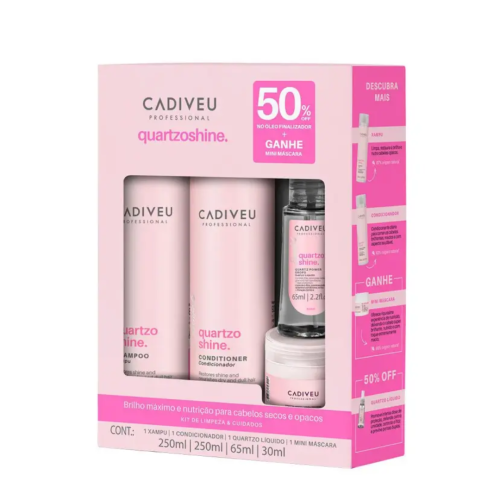 Cadiveu Quartzo Shine Hair Kit: Shampoo, Conditioner, and Serum for Radiant, Healthy Hair