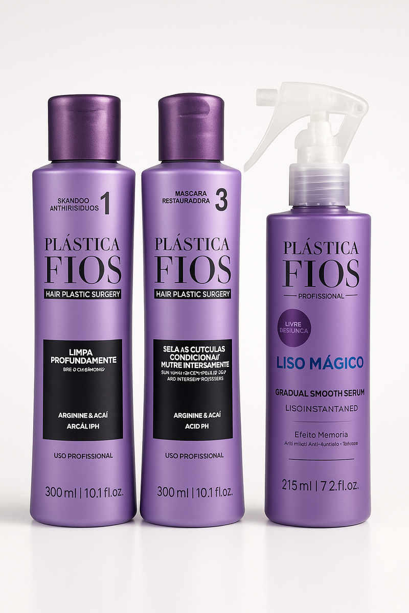 Cadiveu Plastica Dos Fios Sexy Hair Set. Detox Shampoo,Conditioner and Magic Fluid