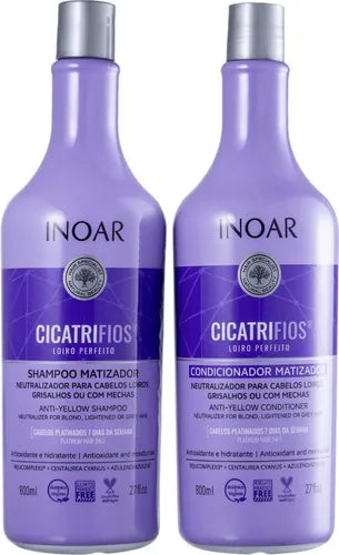 Inoar Cicatrifios Perfect Blonde Duo Kit 800ml - Neutralizes Yellow Tones, Vegan