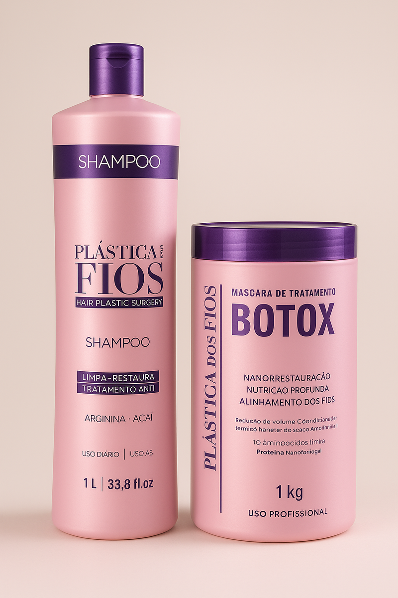 Plastica Dos Fios Deep Hydrating Kit Shampoo And Hair Btox 34oz 1000ml