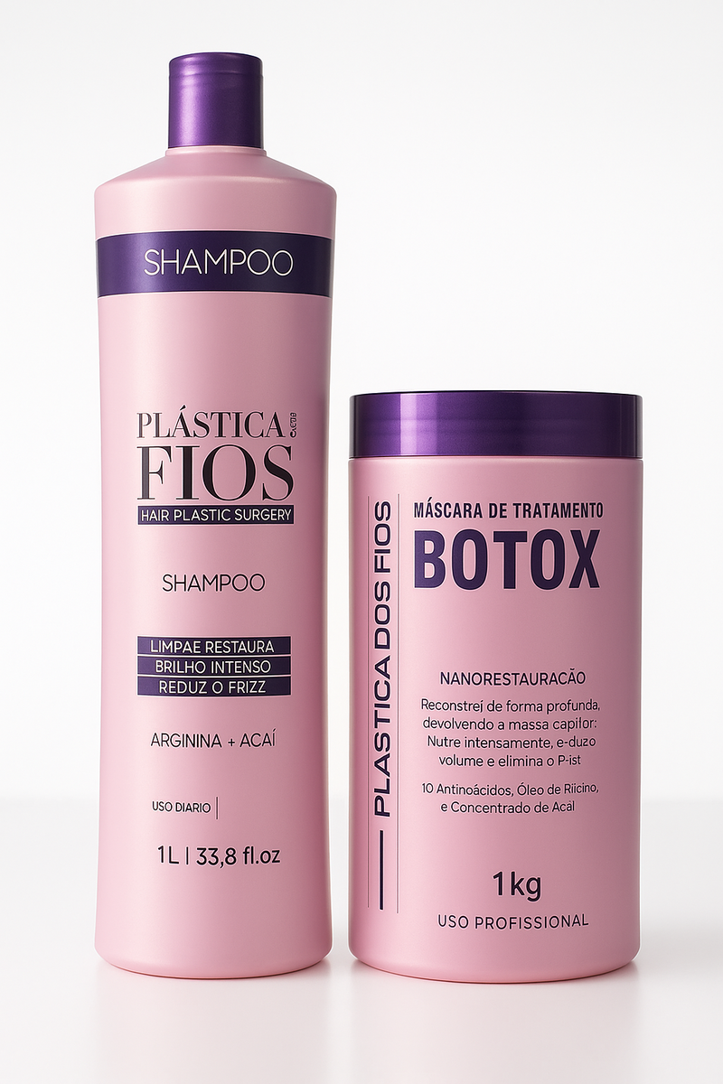 Plastica Dos Fios Deep Hydrating Kit Shampoo And Hair Btox 34oz 1000ml